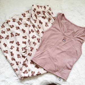 Dazy Pink and white bear pyjama loungewear set